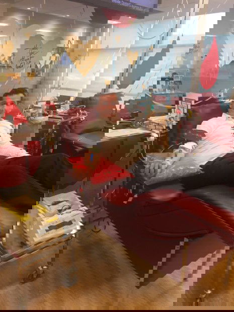 David Seymour giving blood